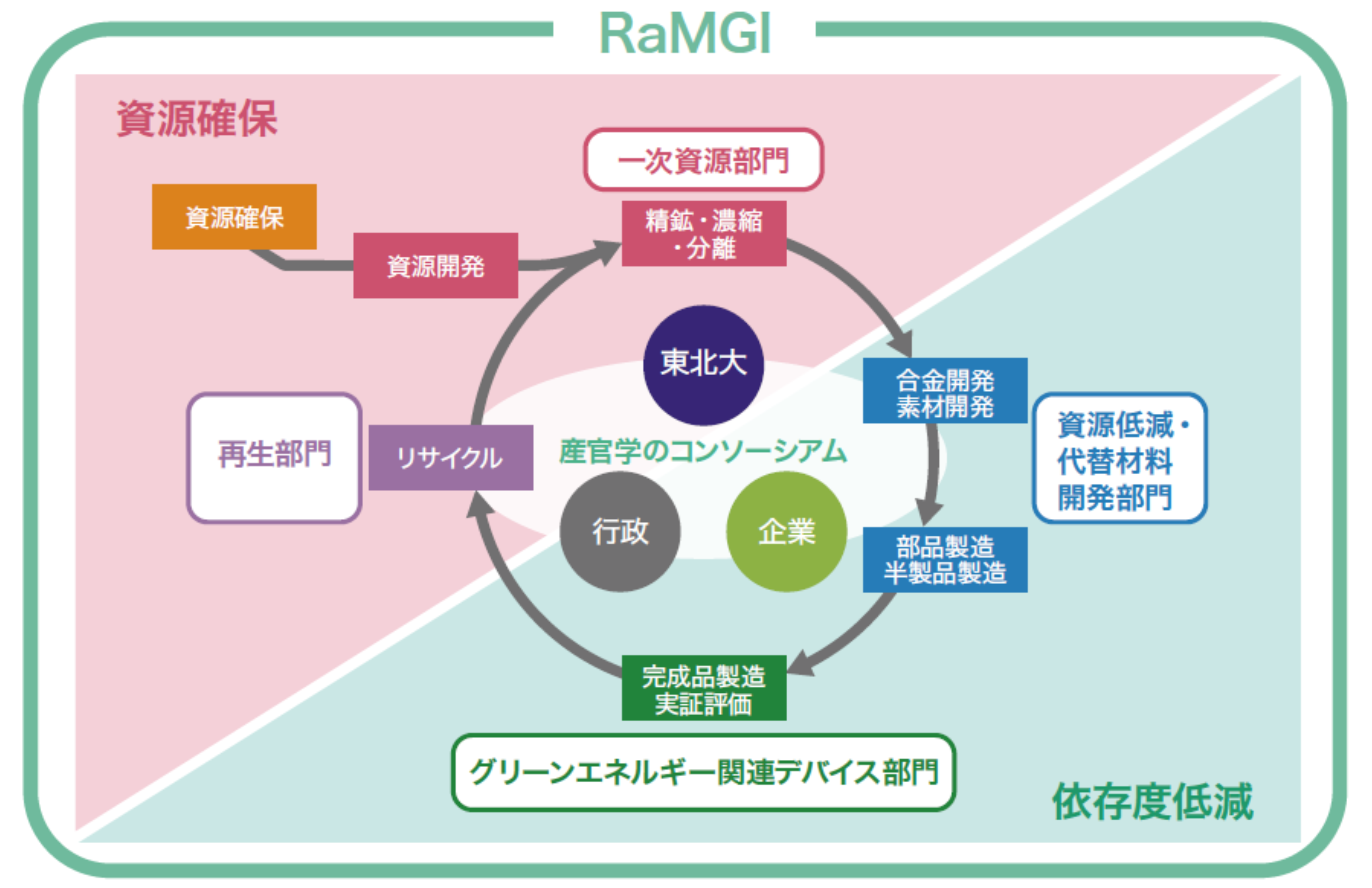 図2　RaMGIにおける研究内容と体制