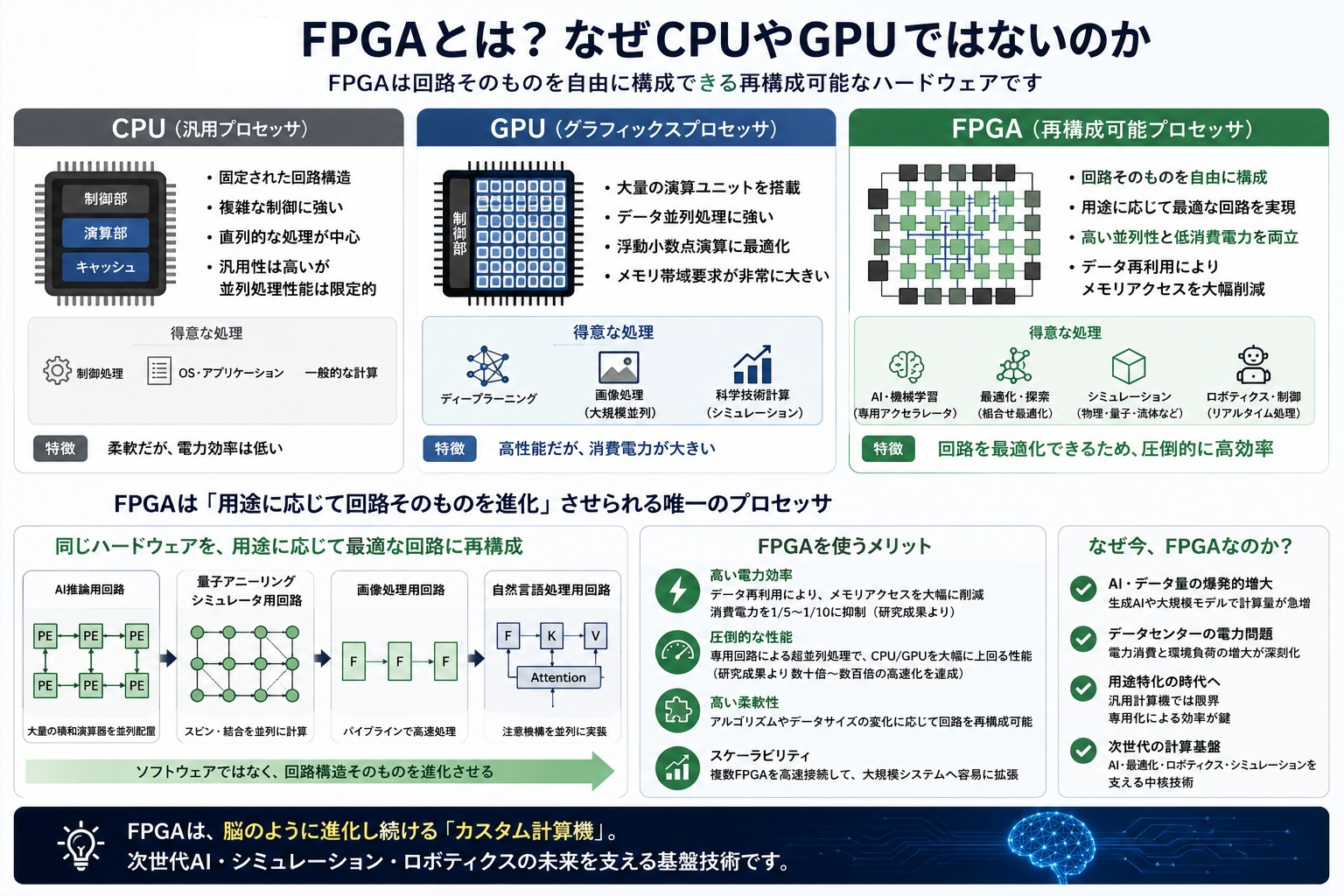 CPU、GPU、FPGAの違いと再構成可能コンピューティングの特徴