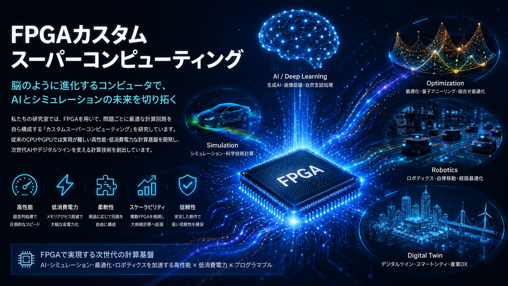 FPGAカスタムスーパーコンピューティングの研究イメージ